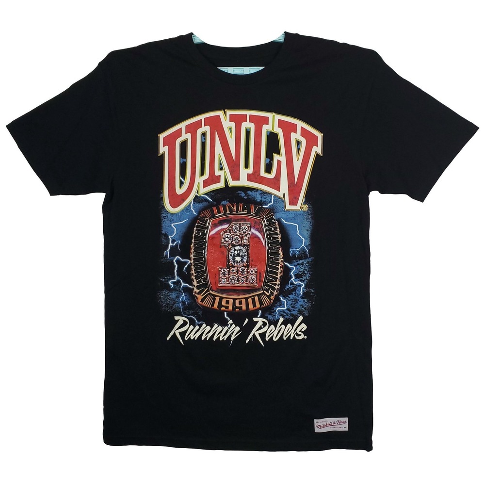 Unlv Rebels Mitchell & Ness Ncaa Large Shirt Runnin Rebels Ring Art Black New